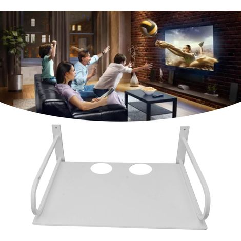 Support de projecteur en aluminium spatial, support mural étendu pour réseau TV numérique, support DVD, étagère de rangement, étagère de projecteur renforcée, blanc. (1/5)