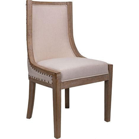 Silla de madera tapizada color crema 54x59x50/97 (1/5)