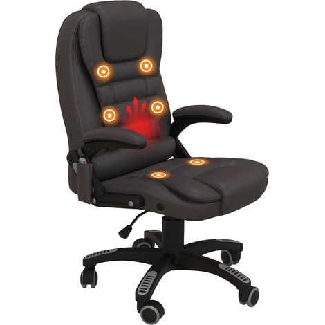 Silla De Masaje Silla De Oficina Silla De Oficina Silla Ejecutiva Silla Gaming Masaje De Vibración De 6 Puntos Con Función De Calor Silla De Piel Sintética Giratoria (Marrón) (1/5)