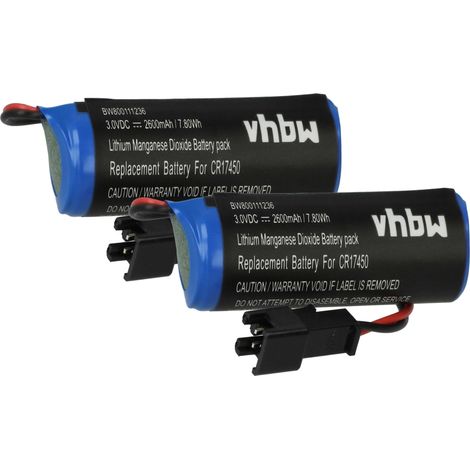 vhbw 2x Battery Replacement for CR17450E-R, CR17450ER, CR17450 for CNC Router, CNC Controller (2600 mAh, 3 V, Li-Ion)