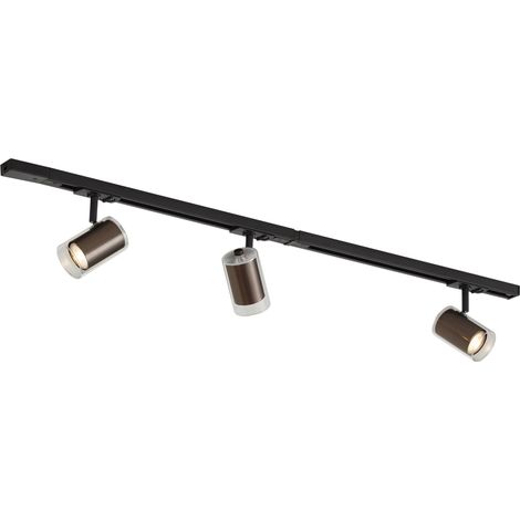 QAZQA Modern Track Lighting System Black with 3 Dark Bronze