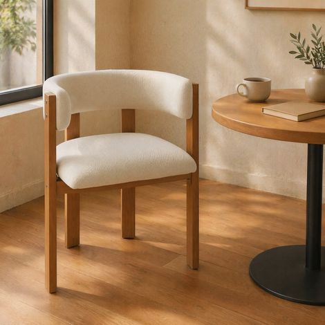 Lot de 6 chaises de salle à manger 47x48x72,5 cm en tissu beige, dossier ergonomique – MEUBLIV (1/5)