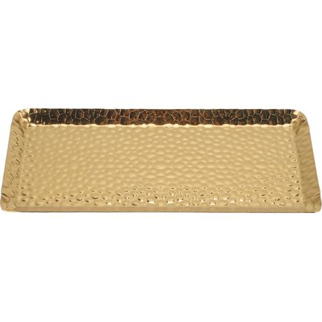 Plateau à dessert martelé en acier inoxydable 25 x 11 cm, multifonctionnel, compatible lave-vaisselle, couleur or. (1/5)