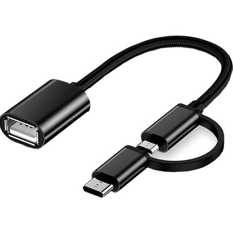 Lntyq USB C/Micro vers USB OTG 2 en 1, câble Adaptateur USB vers Android, Compatible avec MacBook Pro Android Google Samsung Galaxy S21 S22 S23 Note 20/10 A53 et Plus Encore, Noir (1/5)
