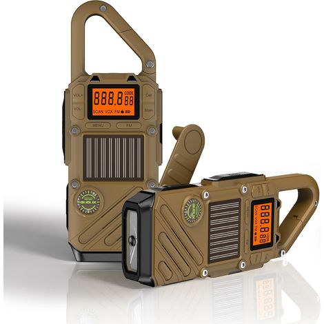 Talkie Walkie pour Adulte, Radio Rechargeable FM Radio d'urgence avec Lampe de Poche LED, Alarme SOS et Manivelle Solaire - Talkie Walkies Bidirectionnel à Portée 10km avec Chargement USB (1/4)