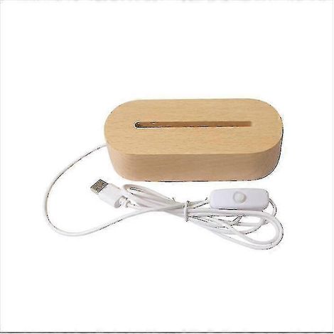 Lampe ovale à base en bois, veilleuse LED 3D en acrylique (1/4)