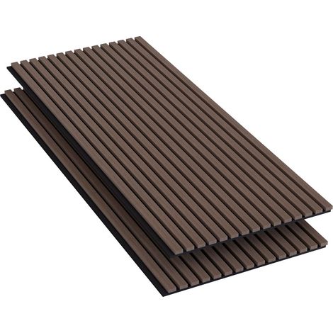 Lot de 2 - 120 x 60 cm - Ep. 21 mm chêne noyer panneaux muraux décoratifs et acoustiques en bois de la gamme Ocean (1/5)
