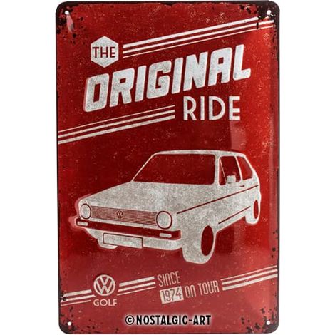 Nostalgic-Art Targa Vintage Volkswagen Original Ride – Idea Regalo per i Golf VW, in Metallo, Design Retro per Decorazione, 20 x 30 cm (1/4)