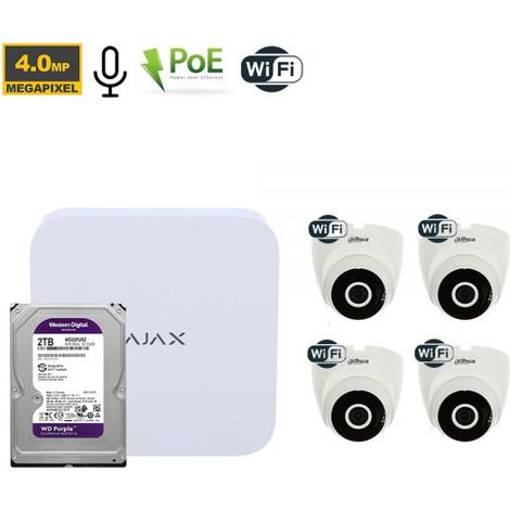 Ajax Kit Wi-Fi videosorveglianza NVR 8 Canali + Dahua telecamera 4Mp WI-Fi + HDD 2Tb - 70938 NR.04 Telecamere
