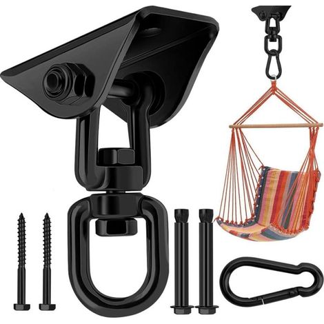 Crochet de Plafond résistant, pivotant à 360 °, Noir, pour Acier Inoxydable 304, Suspension pour Salle de Gym, Yoga, véranda en Bois (1/5)