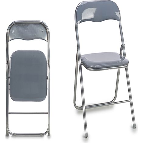 SILLA PLEGABLE METAL GRIS BRILLO GIFTDECOR