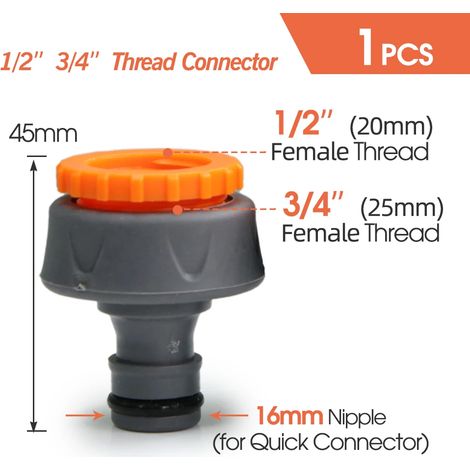 (A-1PCS) Raccord rapide pour tuyau d'arrosage 1/2 3/4 pouce, raccord d'arrêt d'eau pour lavage de voiture, joints de réparation de tubes d'irrigation 20/16 mm (1/5)