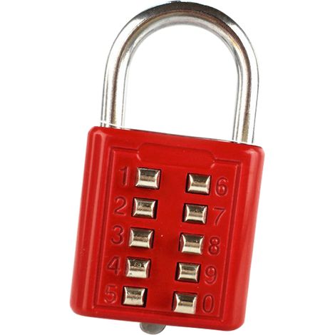 Cadenas à combinaison à boutons en alliage de zinc, verrouillage à code numérique pour valise à roulettes, classeur, clavier, rouge (1/3)