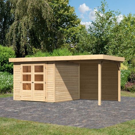 Abri de Jardin Bois 5,95m² Askola 3,5 Karibu avec Appentis (1/5)