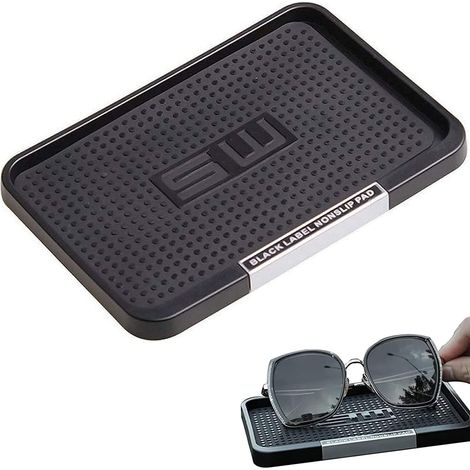 Tapis antidérapant pour tableau de bord de voiture - Résistant à la chaleur - Avec support de téléphone portable - Pour pièces de monnaie, téléphone portable, clés, GPS - Lunettes de soleil (1/5)