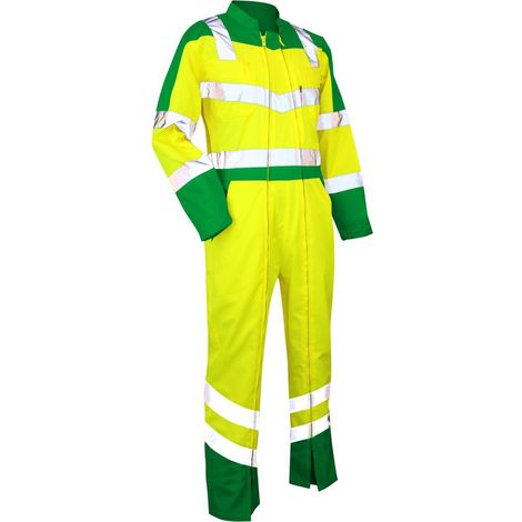 Tuta doppia zip bicolore alta visibilità LMA Vigilance Giallo / Verde 4XL