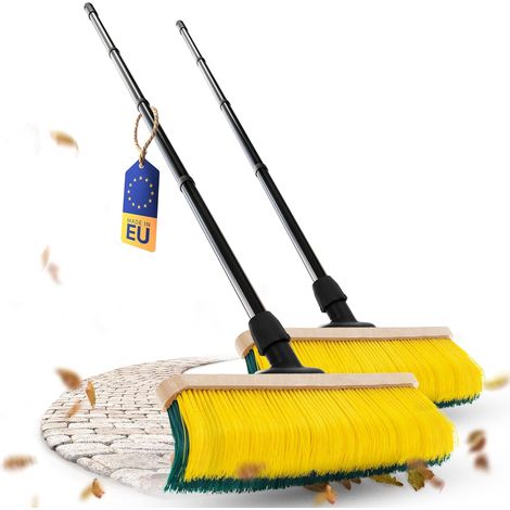 Balai à griffes Novaliv 2X avec manche 60cm, balai spécial à poils courbés - idéal comme balai de jardin, balai grattoir, balai pour gazon artificiel,