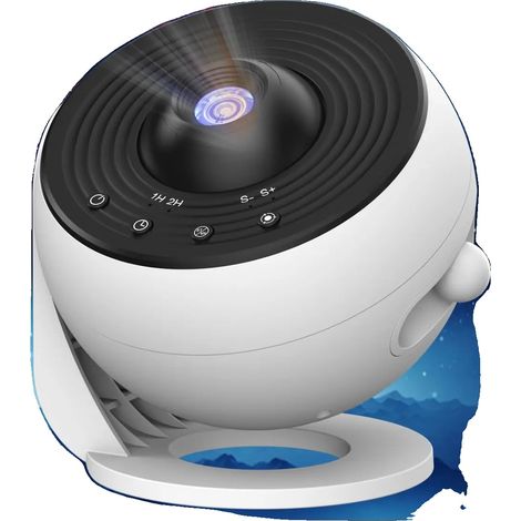 Proyector Galaxy, diseño multifuncional, conectividad Bluetooth, blanco y negro. (1/2)