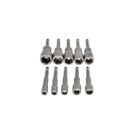 Jeu de 10 douilles hexagonales magnétiques, clé à chocs 6-15 mm, adaptateur pour douilles hexagonales magnétiques 1/4". (1/5)