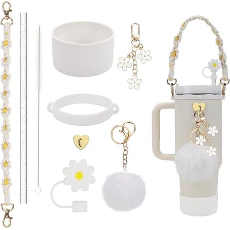 Ensemble d'accessoires pour la Coupe Stanley (7 pièces), comprenant un pompon, un couvre-gobelet et un couvre-paille (blanc). (1/4)