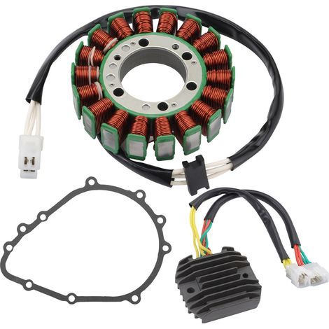 Kawasaki ER-6N ER650 charging system repair kit including coil/rectifier/paper pad, compatible with 2006-2011 motorcycle models (3-piece set).