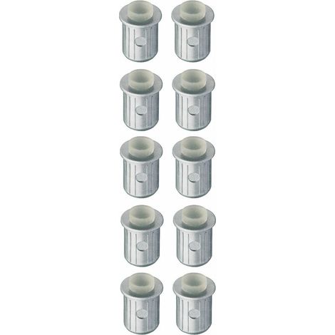 – Lot de 10 amortisseurs de butée universels à enfoncer dans trou 8mm – Insert caoutchouc gris argent – Pour meubles, placards, étagères (1/2)