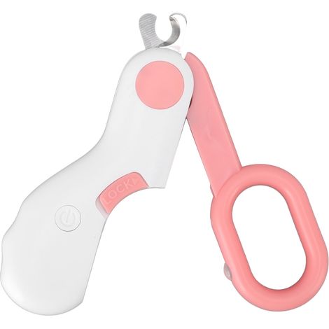 Coupe-griffes professionnel pour chat avec lumière LED - Idéal chaton, chiot, lapin, hamster (rose) (1/5)