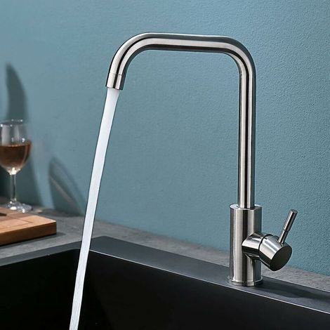 Vtizikl Robinet Cuisine, 360° Rotatif Mitigeur Cuisine, Robinet de Cuisine Mitigeur, Acier Inox, Robinet avec PEX Tuyau, Peut Ajuster L'eau Froide et chaude, Conception de Base épaissie. (1/5)