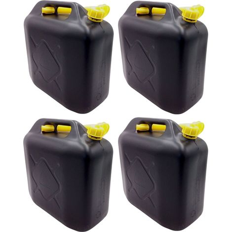4x Benzinkanister 20L Kraftstoffkanister Reserve Kanister schwarz Kunststoff