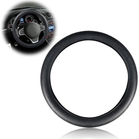 Couvre Volant Voiture Silicone Antidérapant 33-42 cm, Housse de Protection Durable et Élégante, Facile à Installer et à Entretenir, Accessoire Pratique pour Voiture, SUV & Camion – Noir (1/5)