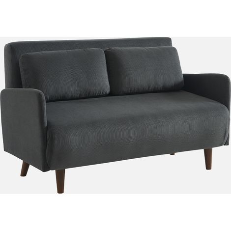 Sofá cama de pana con patas de madera,  2 plazas