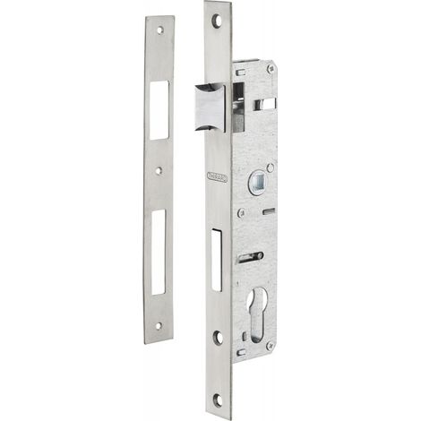 Thirard – Serrure à encastrer réversible pour porte métallique – Axe 22 mm – Entraxe 70 mm – Acier avec têtière inox – Gâche plate fournie