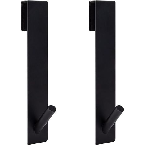 2 ganci per porta doccia, ganci portasciugamani in acciaio inossidabile, non richiedono foratura per porte doccia senza telaio per bagno (17,8 cm, nero)