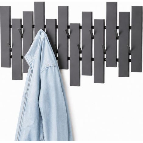 DanDiBo Wandgarderobe Schwarz Metall Modern 96713 Garderobe Wand mit Haken Garderobenleiste Hakenleiste Garderobenhaken (1/5)