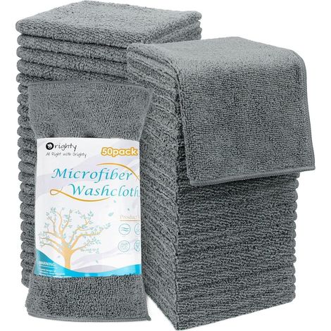 Orighty Mikrofaser Waschlappen Handtuch Set 50er-Pack Grau 30,5 x 30,5 cm (1/5)