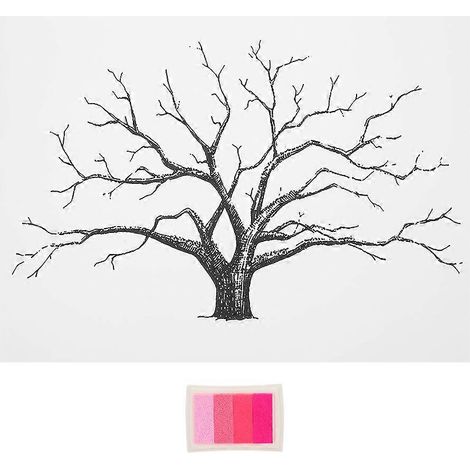 Arbre à Empreintes Livre d'Or Mariage DIY 40x30cm, Toile Signature Invités avec Coussinet Encre, Décoration Maison Fête (1/5)