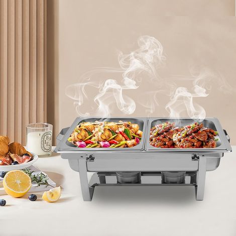 Edelstahl Buffetwärmer Speisenwärmer Chafing Dish Buffet Set - Food Warmer Warmhaltebehälter 6L - Catering Behälter für Partys, Events - Modernes Design, Hohe Stabilität (1/5)