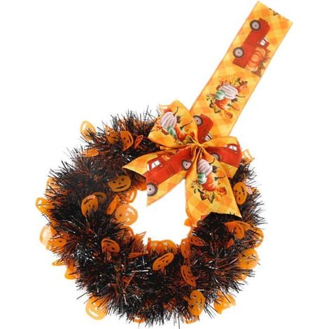 Couronne d'Halloween artificielle, décoration festive suspendue, accessoire photo sûr, convient au bureau et au jardin (1/5)