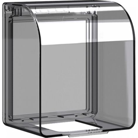 Cyslmuk – Boîtier étanche pour prise électrique – Résistant aux éclaboussures – Plastique durable noir transparent – Installation facile sans outils