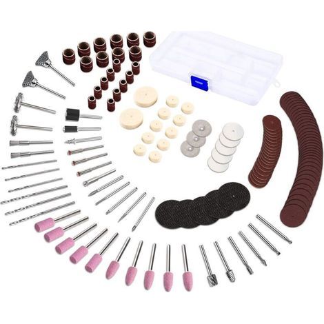 141-teiliges Zubehörset für Rotationswerkzeuge mit 3-mm-Bohrfutter / Universelles Schneid-/Polier-/Bohr-/Schleif-/Gravier-Minischleifer- und Minibohrer-Zubehör für Heimwerkerprojekte (1/4)