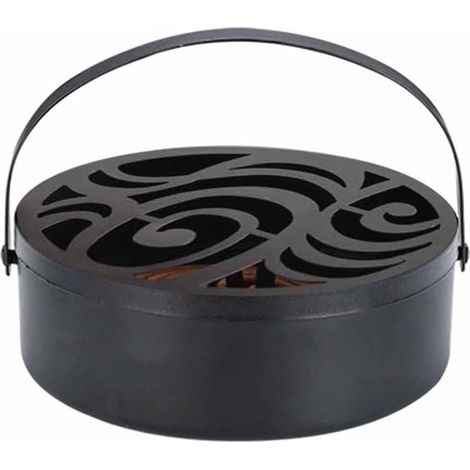 Stainless Steel Mosquito Coil Holder, Mosquito Coil Holder Incense Holder with Lid and Handle, Retro Container Metal Holder for Mosquito Coil Insect Spirals