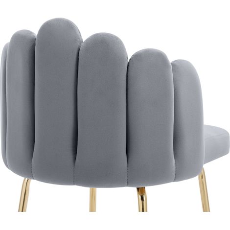 Barhocker 4er-Set aus Samt mit goldfarbenen Metallbeinen Blütenblatt-Design grau MODENUIT (1/2)