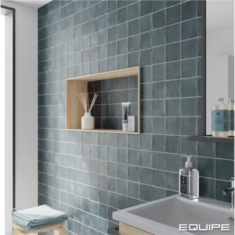 Carrelage sol / mur effet zellige bejmat bleu 10x10 cm mate  ARGILE GLACIER 10x10 cm  (vendu par boite de 0,60m2) (1/3)