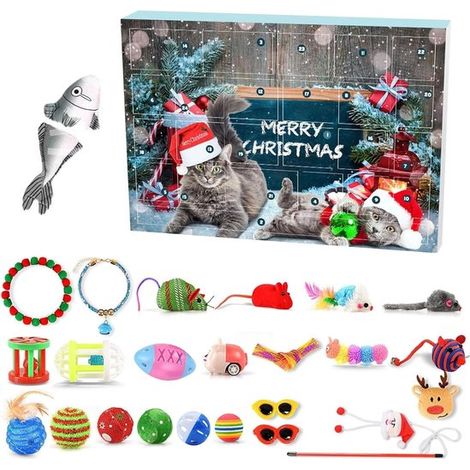 Calendrier de l’Avent pour chat – 24 jouets – Compte à rebours de Noël – Pour amoureux des chats (1/5)