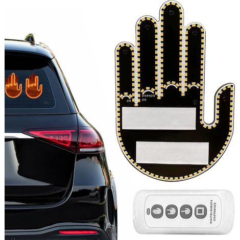 Lumièe Doigt Voitue - Geste du Doigt du Milieu LED Light Funny oad age Signs  Signe fenête aièe Conception Doigt pou SUV, Hommes, Camion, Voitue (1/5)