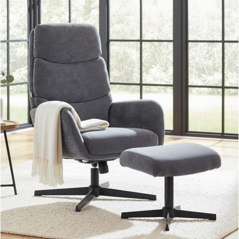 Fauteuil relax à bascule avec repose-pieds gris OKMYHOME (1/4)