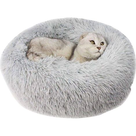 Panier rond doux et moelleux pour chat, coussin d’hiver confortable, 50 cm