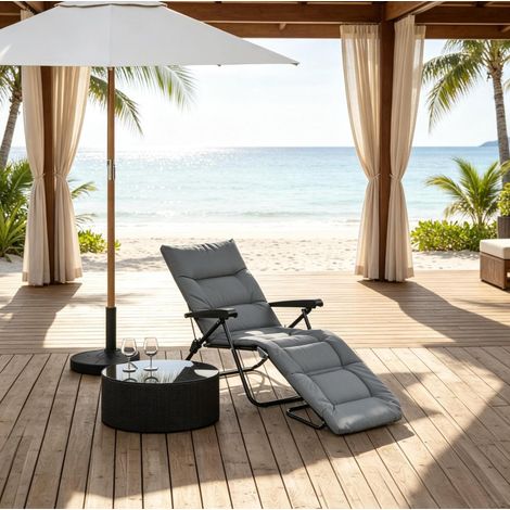 Silla plegable reclinable gris con respaldo ajustable OKWISH (1/5)