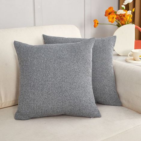 2 Housses de coussin 60x60 cm Gris Tissu doux Zip caché Salon Chambre (1/2)