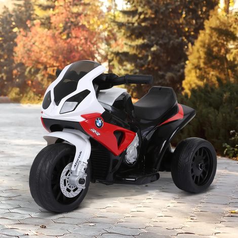 Moto eléctrica infantil de 3 ruedas, con licencia oficial BMW S1000 RR, 6 V y 2,5 km/h, coche eléctrico infantil con luces y sonidos, moto infantil, carga máxima 20 kg, roja